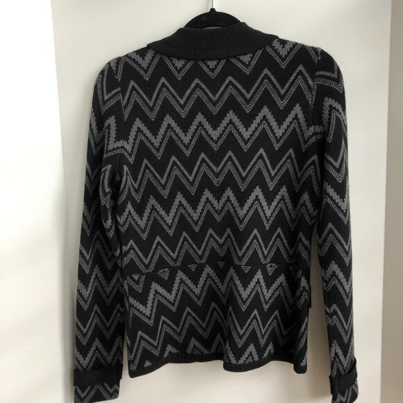 Halogen by Nordstroms Wool Acrylic Knit Blazer Style Cardigan Sweater Blk Gry S - Picture 10 of 11